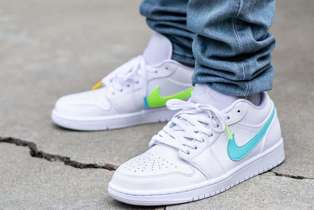 Giày Nike Air Jordan 1 Low White Multi-Color Swoosh CW7033-100 - Ảnh 5