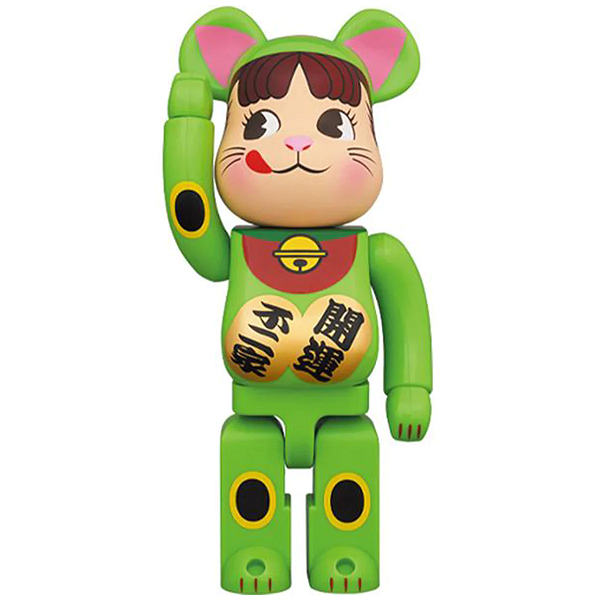 Mô Hình Bearbrick Pekochan Neko - Florescent Green 100% & 400% - Ảnh 3