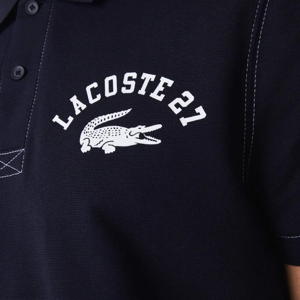 Áo Lacoste Men's Vintage Navy Polo Shirt YH0028-51G HDE - Ảnh 4