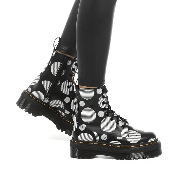 Giày Dr.Martens Jadon Polka Dot Smooth Leather 'Black White' 26882009 - Ảnh 4