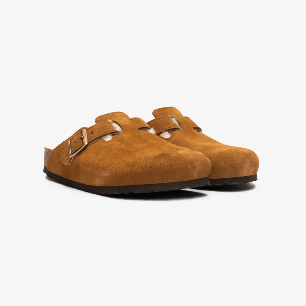 Alternative view of Dép Birkenstock Boston Shearling Suede 'Leather Mink' 1001140