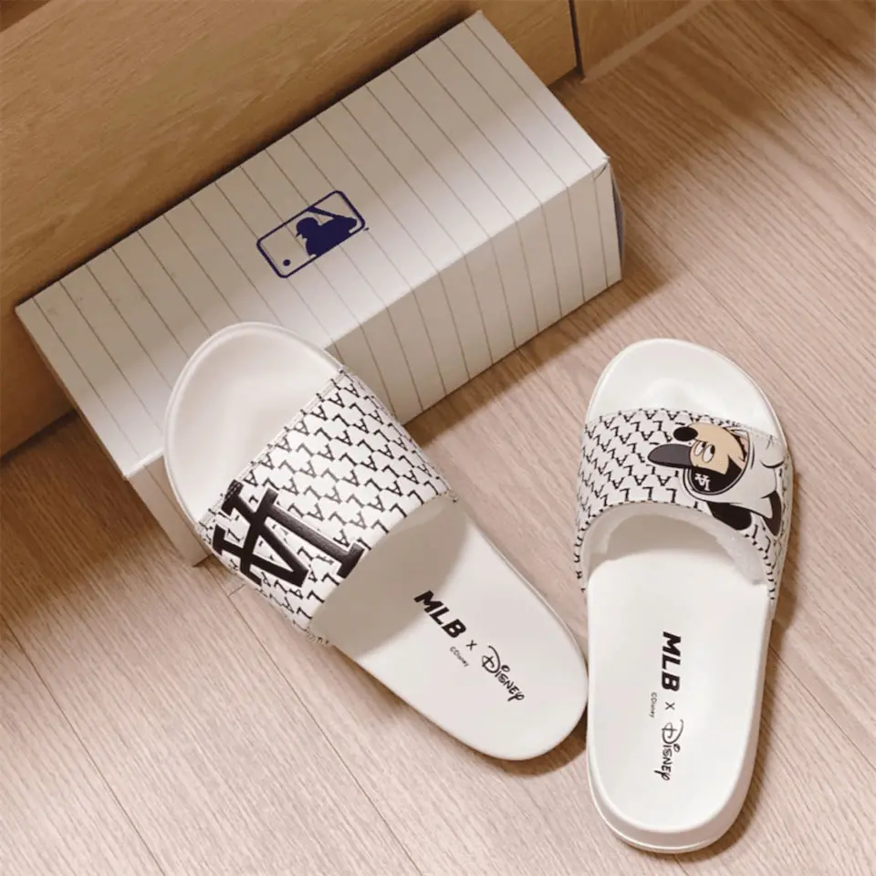 Dép MLB x DISNEY mound Mickey slippers LA Dodgers 32SHHK011-07I - Ảnh 4