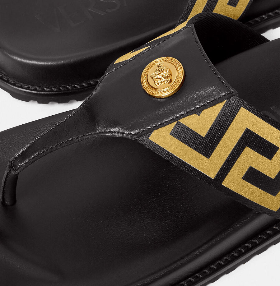 Dép Versace Medusa Greca 'Black Gold' 1008317-1A05957-2B15V - Ảnh 2