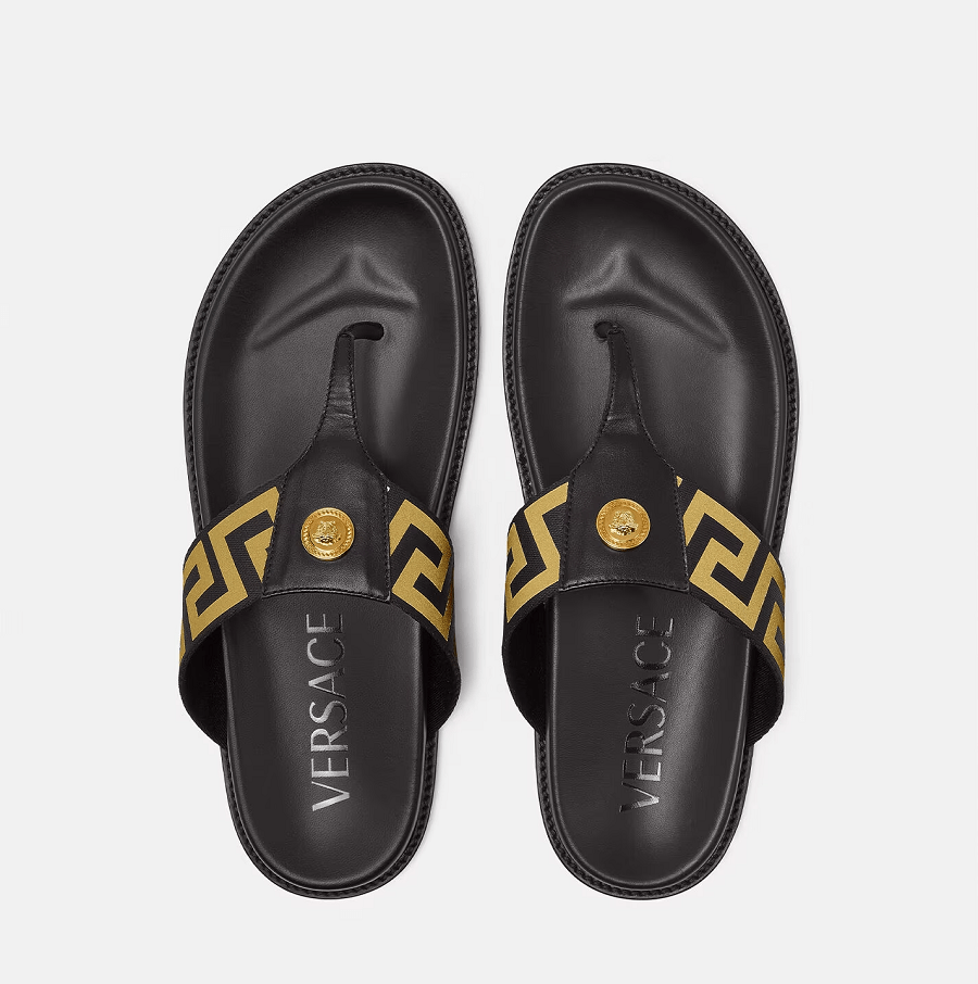 Dép Versace Medusa Greca 'Black Gold' 1008317-1A05957-2B15V - Ảnh 3