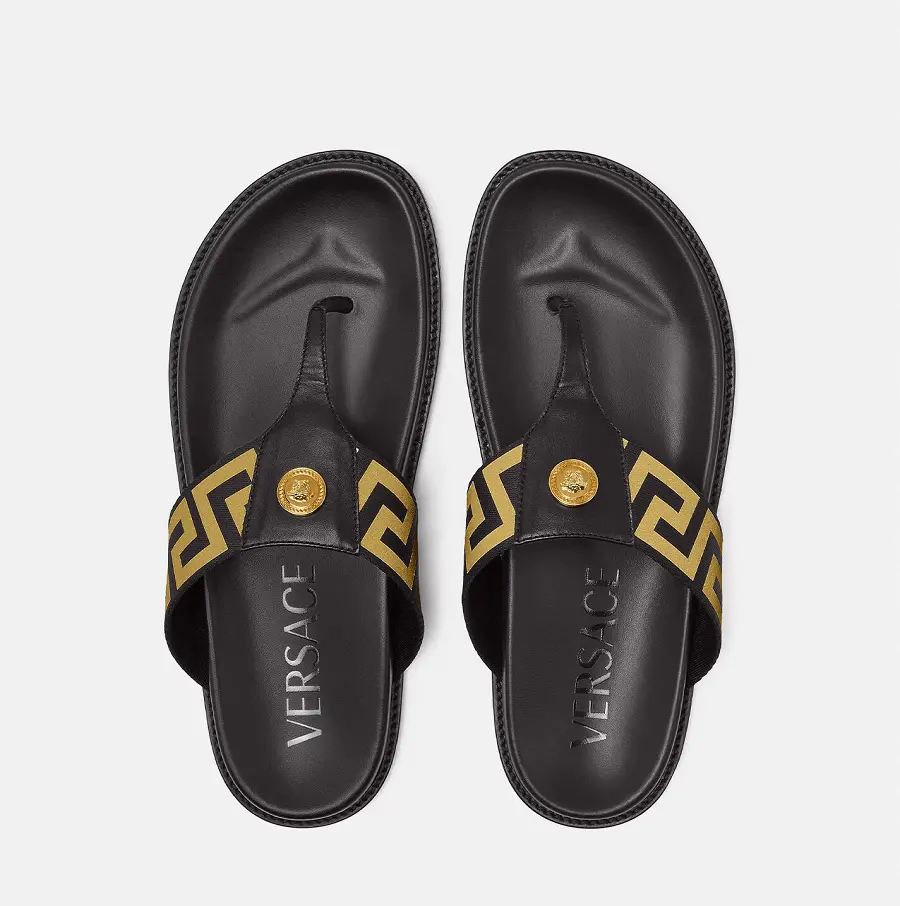 Dép Versace Medusa Greca 'Black Gold' 1008317-1A05957-2B15V - Ảnh 3