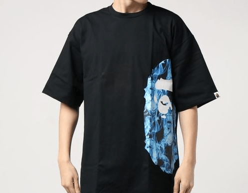 Áo Bape Flame Side Big Ape Head Tee Black Blue - Ảnh 3