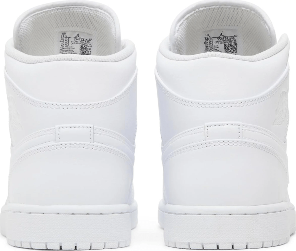 Giày Nike Air Jordan 1 Mid 2022 'Triple White' 554724-136 - Ảnh 4