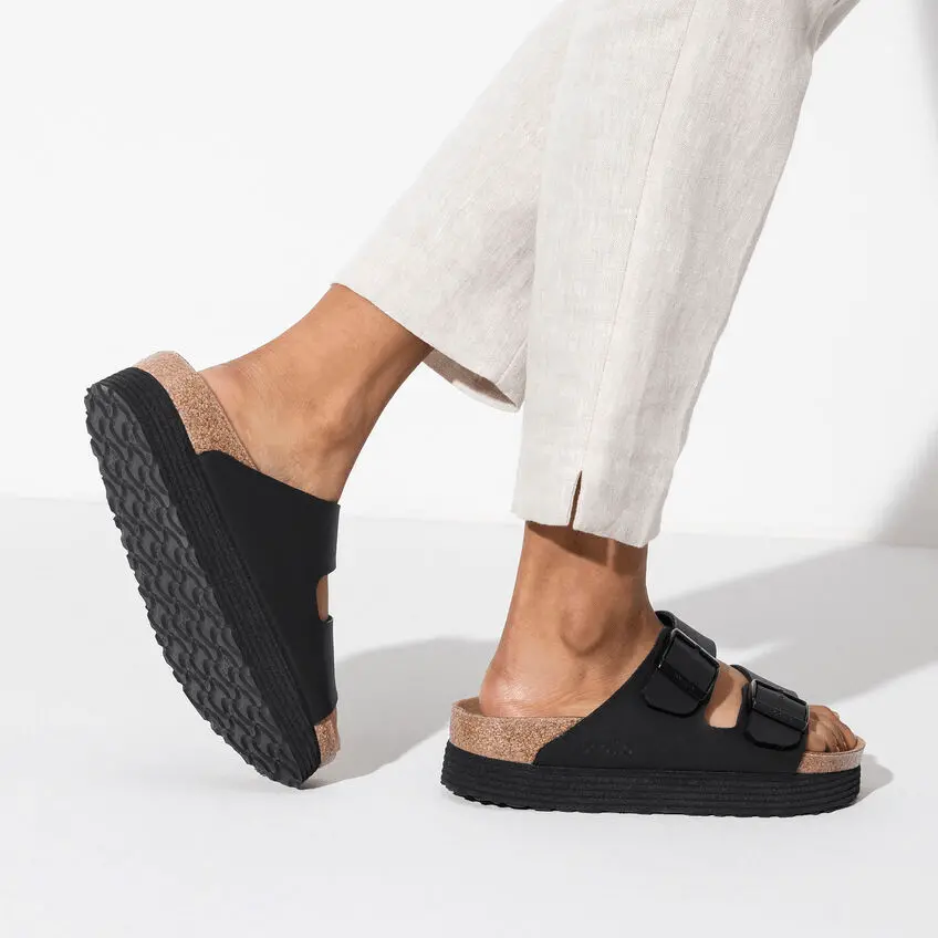 Dép Birkenstock Arizona Platform Vegan 'Black' 1018520 - Ảnh 3