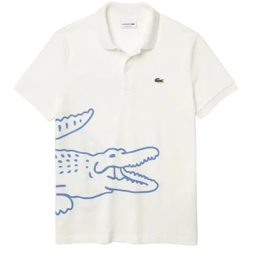 Áo Lacoste Men's Crocodile Print White Polo Shirt PH9739-70V