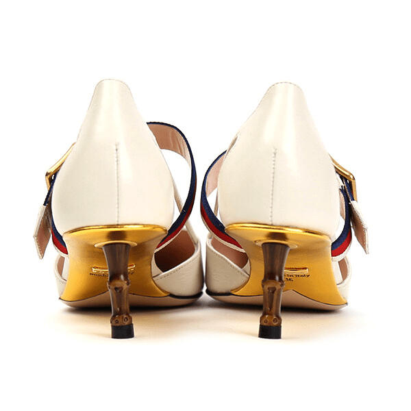 Giày Gucci Wmns White Leather Slub Heel 460114-CQXS0-9082 - Ảnh 4