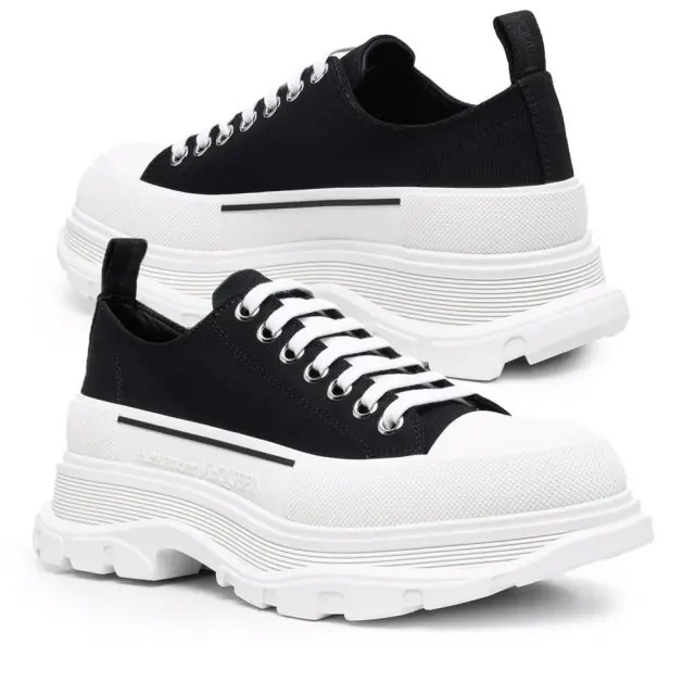 Giày Alexander McQueen Tread Slick Lace Up 'Black White' 604257-W4MV2-1070 - Ảnh 5