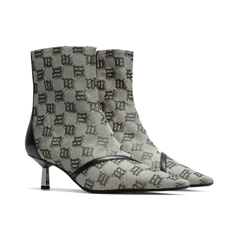 Giày MSIBHV The Sasha Ankle Boot Jacquard Beige 3121BM646 - Ảnh 2