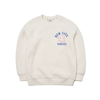 Áo MLB Like Smile Fleece Mega NY Yankees White 3AMTF5516-50CRS