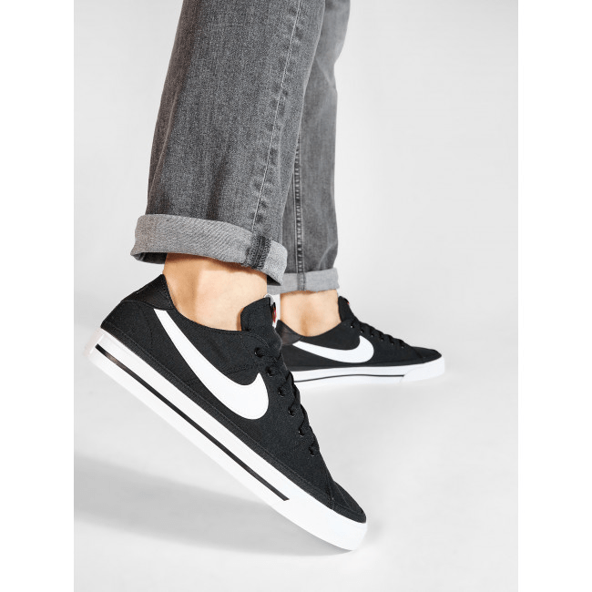 Giày Nike Court Legacy Canvas 'Black White' CW6539-002 - Ảnh 4