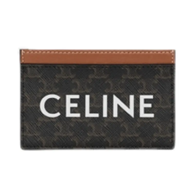 Túi Celine Card Holder In Triomphe Canvas With Print Tan 10B702CLY-04LU
