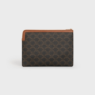 Túi Celine Small Pouch In Triomphe Canvas And Lambskin Tan 10D672BZQ-04LU - Ảnh 3