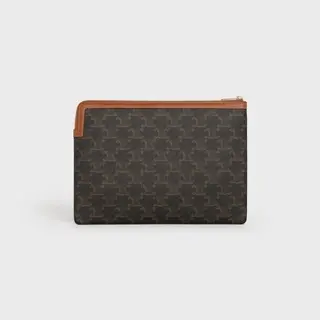 Túi Celine Small Pouch In Triomphe Canvas And Lambskin Tan 10D672BZQ-04LU - Ảnh 3