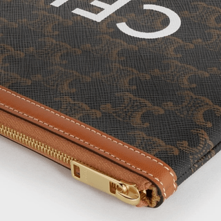 Túi Celine Small Pouch In Triomphe Canvas And Lambskin Tan 10D672BZQ-04LU - Ảnh 2