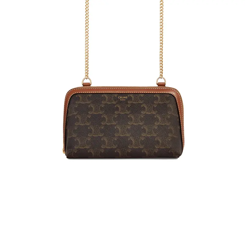 Túi Celine Clutch With Chain In Triomphe Canvas And Lambskin 10E382CBX-04LU