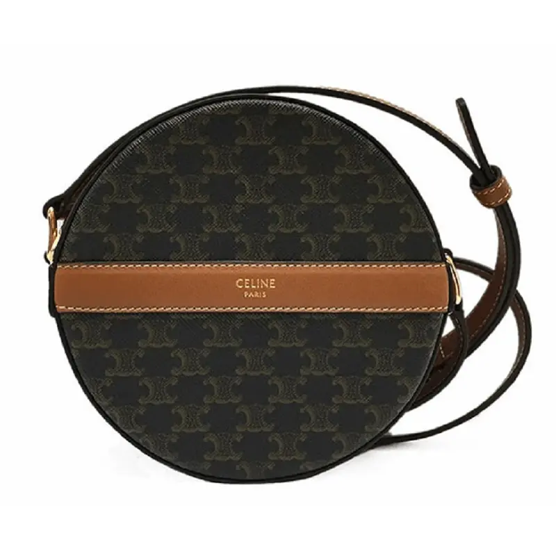 Túi Celine Round Purse On Strap In Triomphe Canvas And Lambskin 10G342CAM-04BT