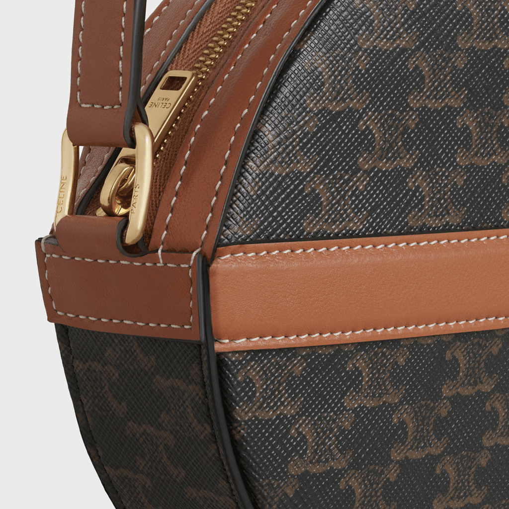 Túi Celine Round Purse On Strap In Triomphe Canvas And Lambskin 10G342CAM-04BT - Ảnh 4