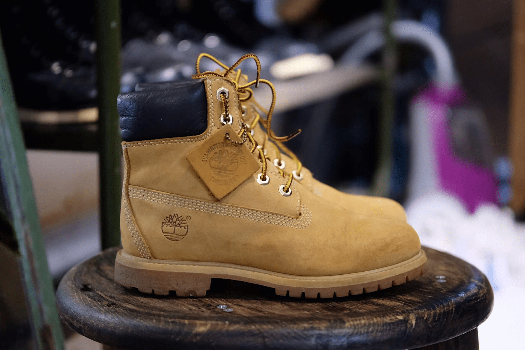 Giày Timberland 6 Inch Premium Lace Up Beige Flat Boots 10361 - Ảnh 2