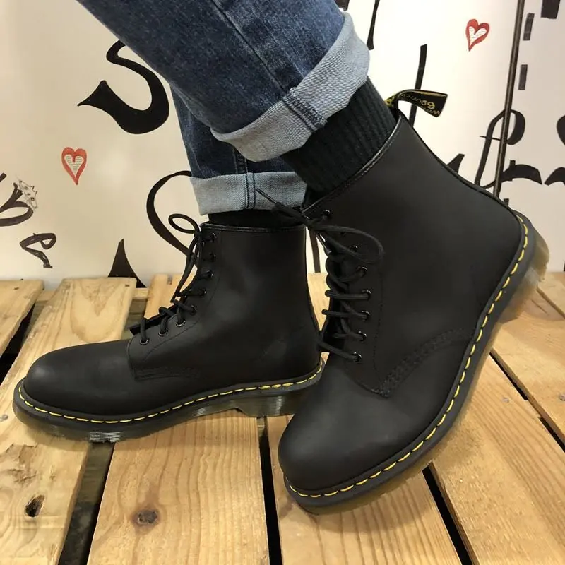 Giày Dr. Martens 1460 Greasy 'Black' 11822003 - Ảnh 4
