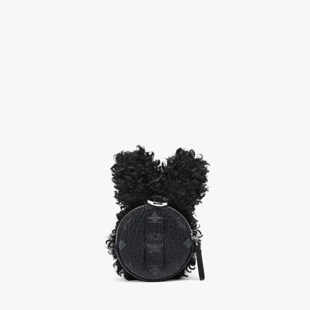 Túi MCM Rabbit Pouch Charm in Faux Fur Visetos MXZBASX02BK001 - Ảnh 3