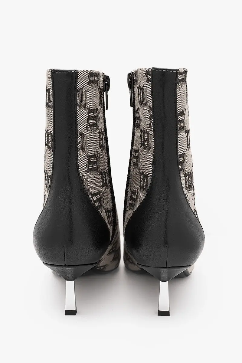 Giày MSIBHV The Sasha Ankle Boot Jacquard Beige 3121BM646 - Ảnh 3