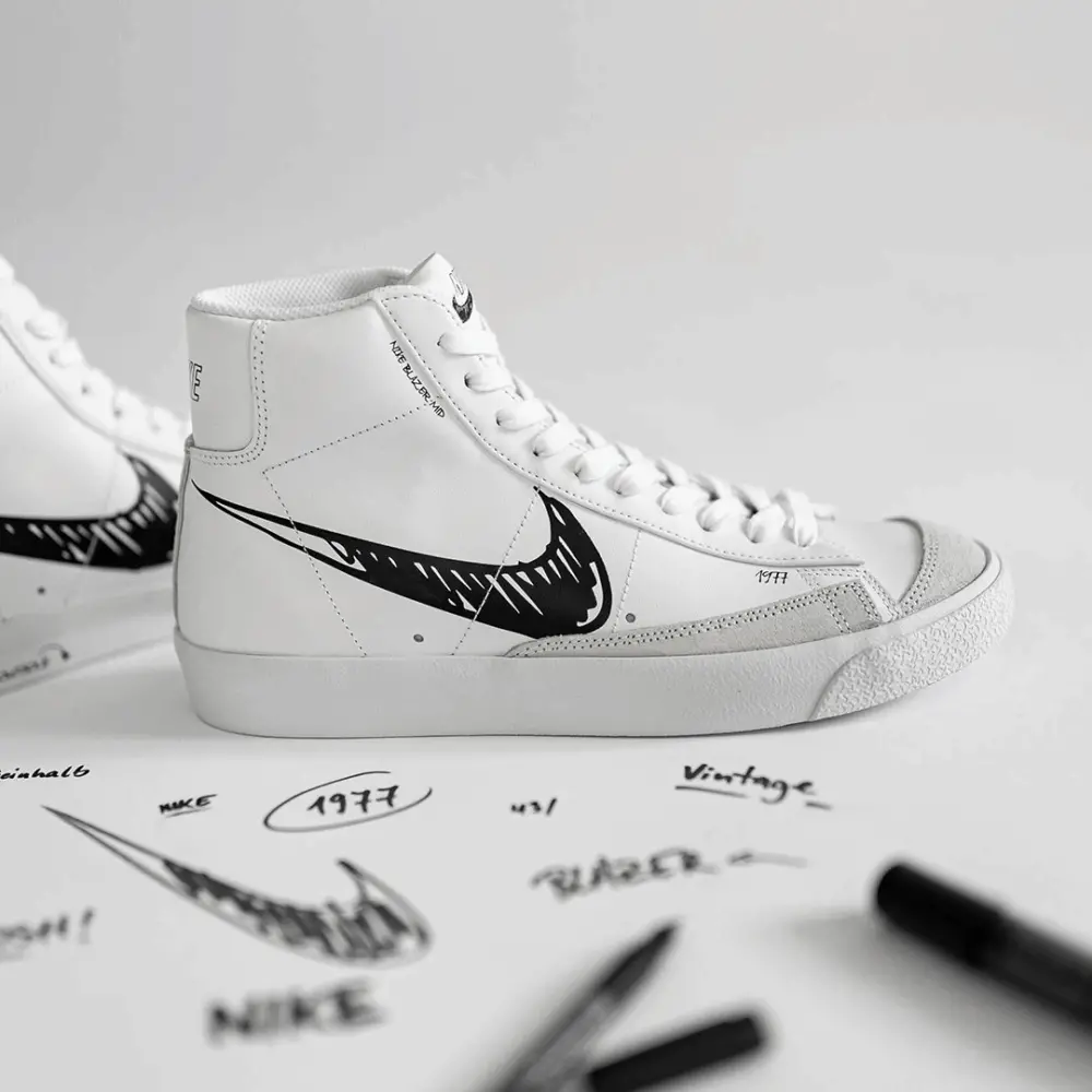 Alternative view of Giày Nike Blazer Mid 77 'Sketch - Black' CW7580-101
