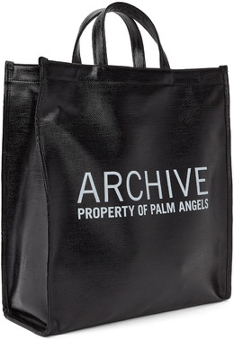 Túi Palm Angels Black Archive Shopper Tote PMNA053F21LEA0011001 - Ảnh 4