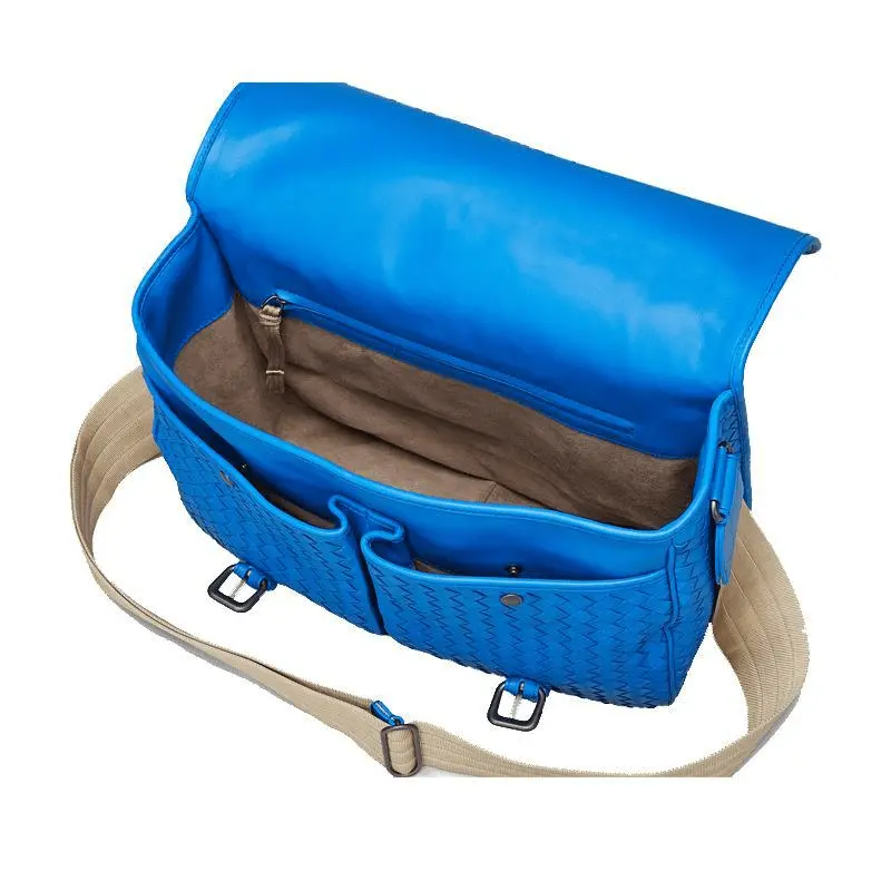 Túi Bottega Veneta Intrecciato Messenger Bag in Blue 355784-VA00A-4376 - Ảnh 3