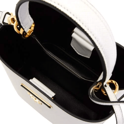 Túi Prada Double Bucket Bag Small Pannier White 1BA217-2ERX-F0G3Z - Ảnh 3