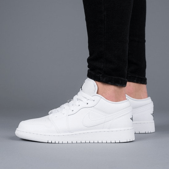 Giày Nike Air Jordan 1 Low GS 'White Black' 553560-101 - Ảnh 4