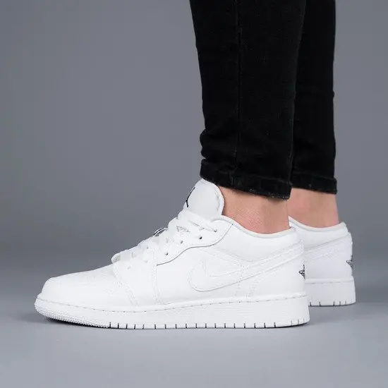 Giày Nike Air Jordan 1 Low GS 'White Black' 553560-101 - Ảnh 4