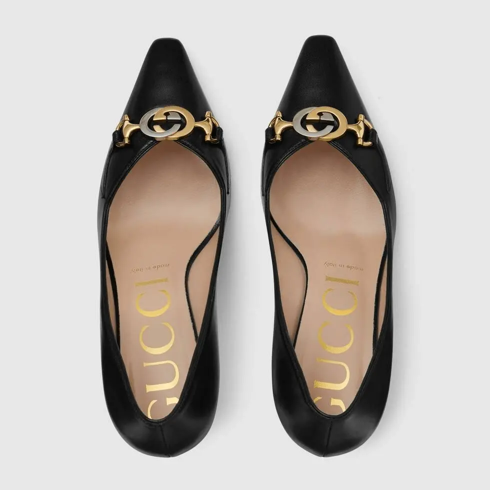 Giày Gucci Ladies Zumi Mid-Heel Pumps In Black 596860-C9D00-1000 - Ảnh 3