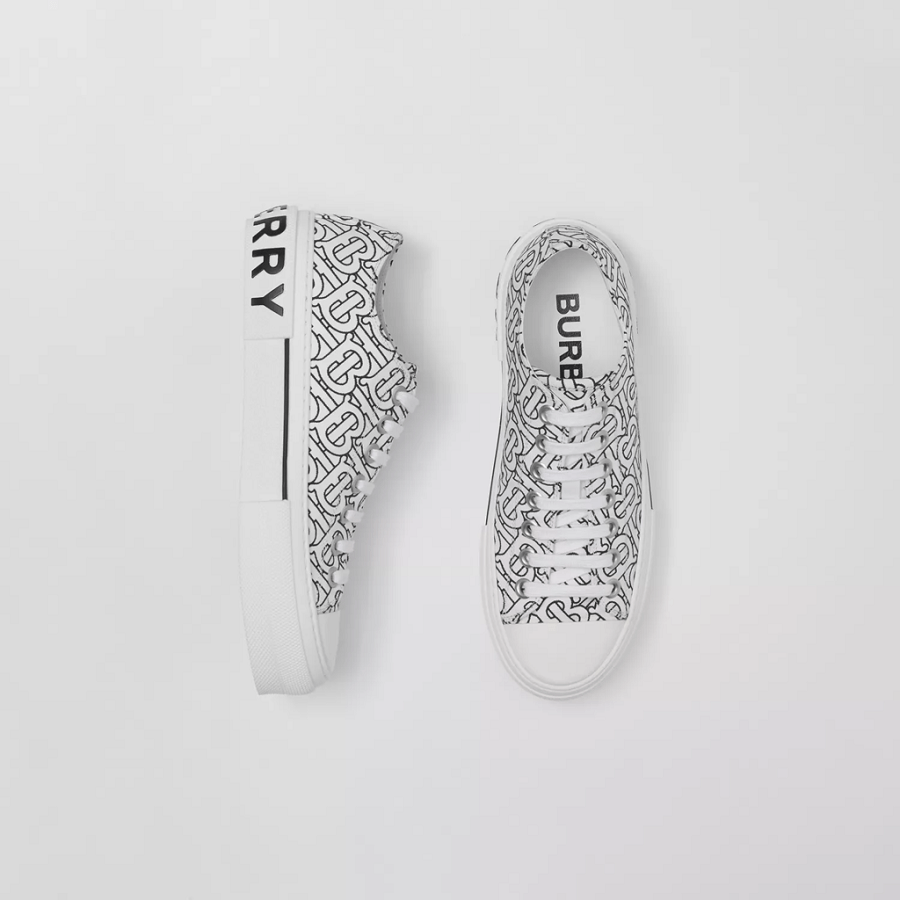 Giày Burberry Monogram Print Cotton 'Optic White' 80489101 - Ảnh 3
