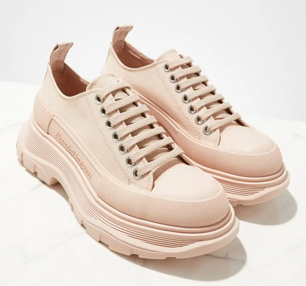 Alternative view of Giày Alexander McQueen Canvas Tread Slick Low Pink 611705-W4MV2-6827
