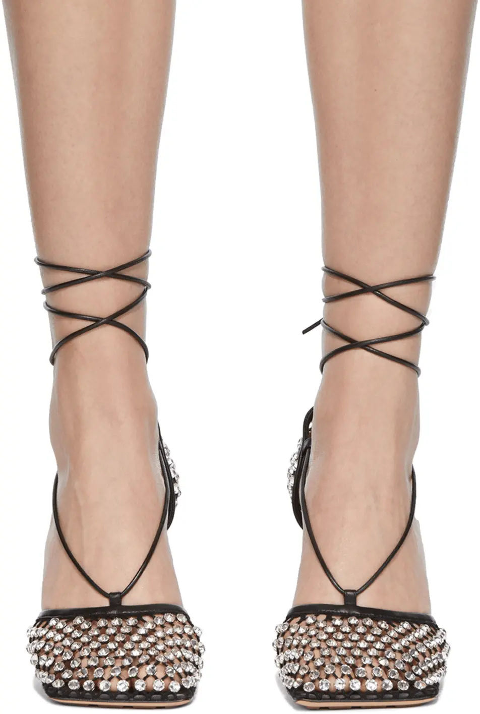 Giày Cao Gót Bottega Veneta Lace-Up Sandal 'Black' 667206V0GU11013 - Ảnh 3