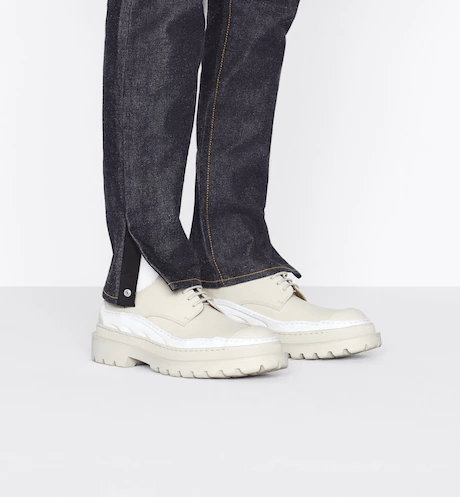 Giày Dior And Sacai Derby Shoe Cream Nubuck Calfskin 3DE332ZHO-H060 - Ảnh 6