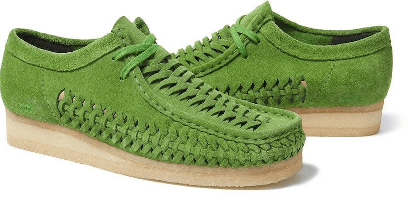 Giày Clarks x Supreme Woven Wallabee 'Green' 261-60848 - Ảnh 4