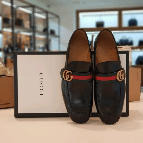 Giày Gucci Leather Loafer With Double G 428609-D3VN0-1060 - Ảnh 4