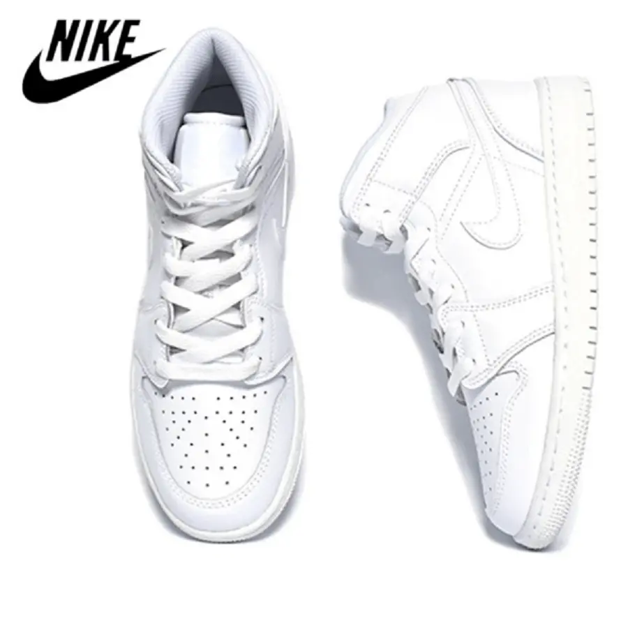 Giày Nike Jordan 1 Mid 'Triple White' 554725-136 - Ảnh 4