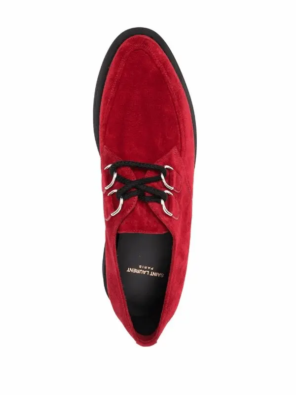 Giày Saint Laurent Teddy Derbies In Suede 'Red' 6688912W5006538 - Ảnh 3