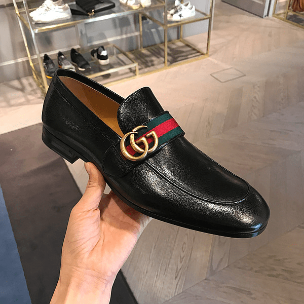 Giày Gucci Leather Loafer With Double G 428609-D3VN0-1060 - Ảnh 3