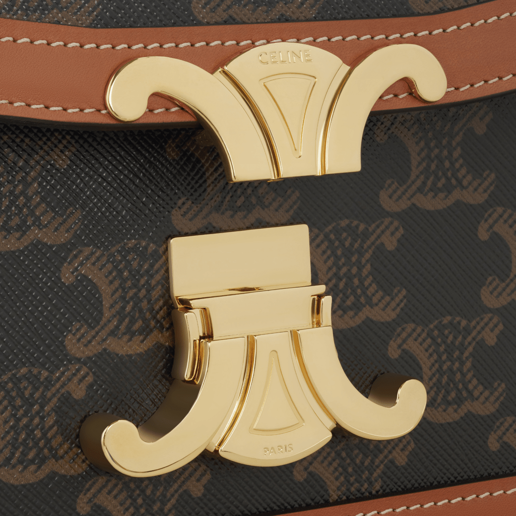 Túi Celine Triomphe Bag In Triomphe Canvas And Calfskin Tan 188882BZ4-04LU - Ảnh 3