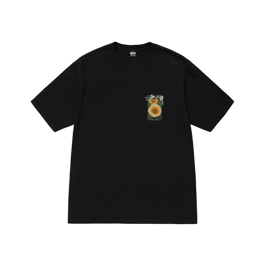 Áo Stussy Flower Grid Dyed T-shirt 'Black'