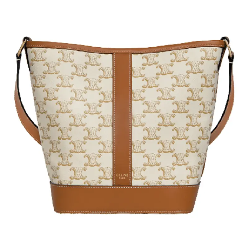 Túi Celine Small Bucket In Triomphe Canvas And Calfskin 'White' 191442CAS-01BC