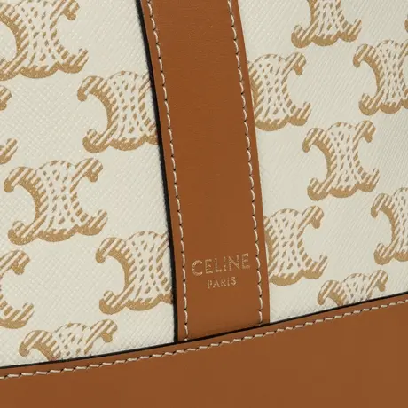 Túi Celine Small Bucket In Triomphe Canvas And Calfskin 'White' 191442CAS-01BC - Ảnh 3