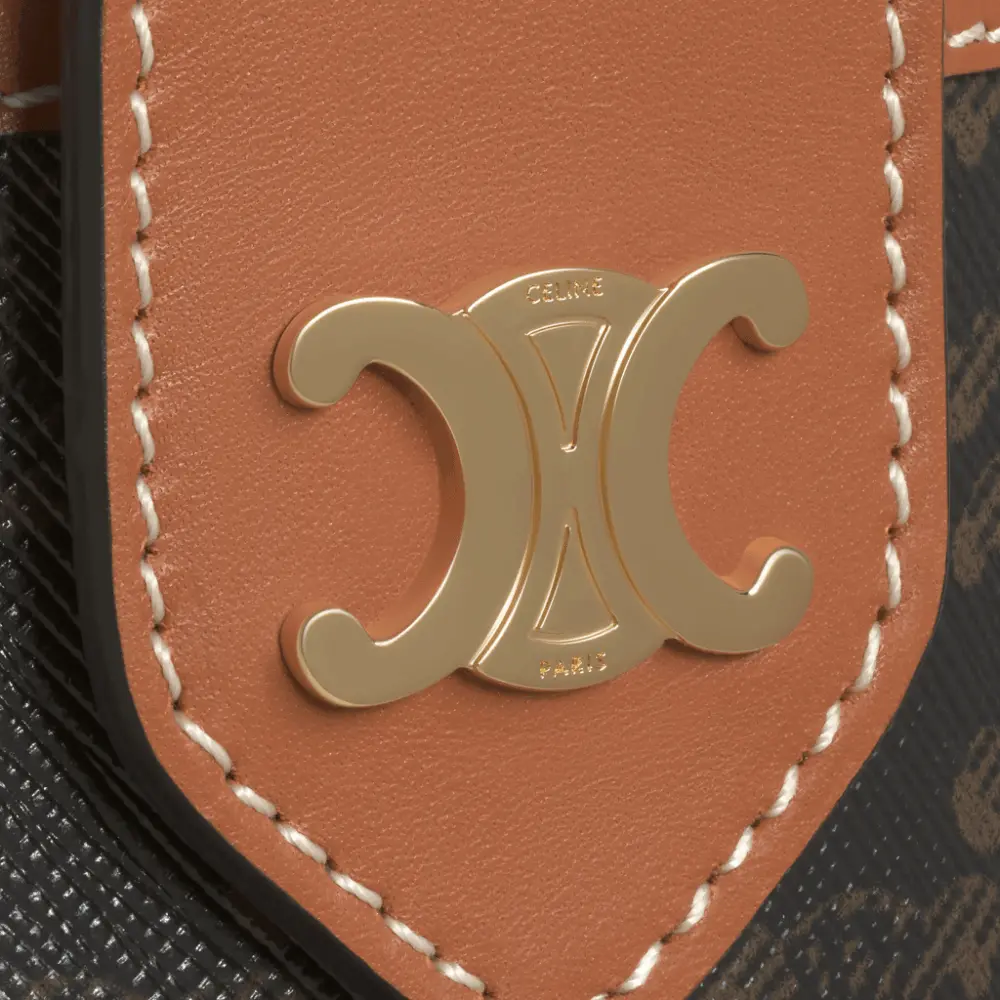 Alternative view of Túi Celine Tambour Bag Canvas And Calfskin 'Tan' 195642BZJ-04LU